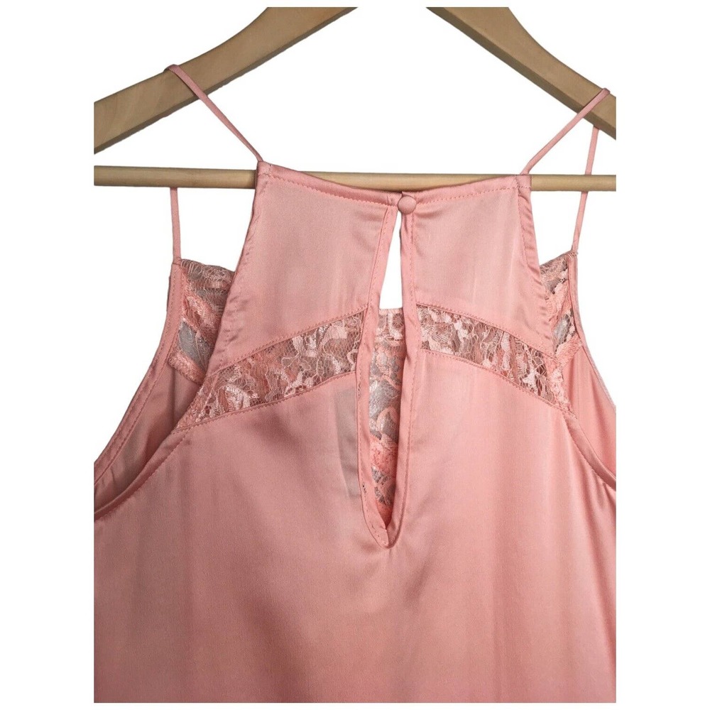 New Sugar Lips Aurora Lace Inset Racerback Cami Spaghetti Straps Blush Medium - Picture 5 of 12